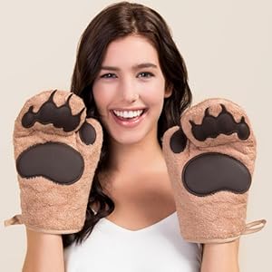 Genuine Fred Bear Hands Oven Mitts – Heat-Resistant Silicone and Cotton Gloves, Fun Gift for Bakers, Animal Lovers, White Elephant or Housewarming