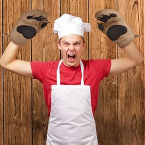 Genuine Fred Bear Hands Oven Mitts – Heat-Resistant Silicone and Cotton Gloves, Fun Gift for Bakers, Animal Lovers, White Elephant or Housewarming