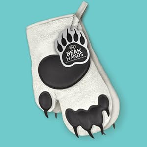 Genuine Fred Bear Hands Oven Mitts – Heat-Resistant Silicone and Cotton Gloves, Fun Gift for Bakers, Animal Lovers, White Elephant or Housewarming