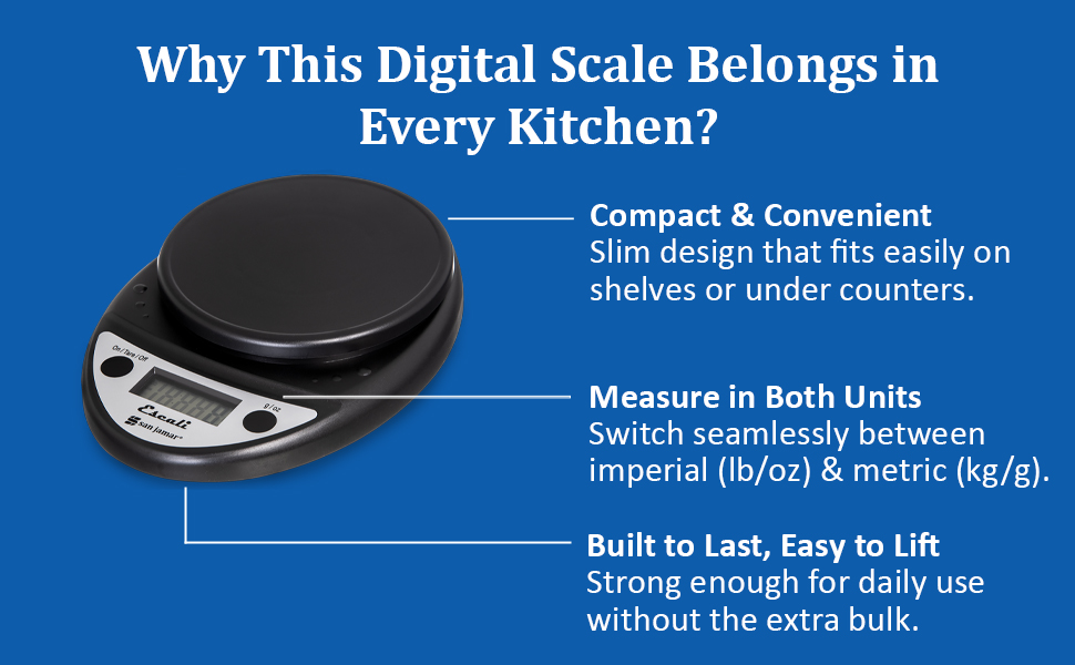 Escali Primo NSF Listed Digital Scale, 11 lb/5 kg, Black (SCDGP11BK)