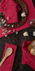 DII Basic Terry Collection Waffle Dishtowel Set, 15x26, Solid Wine, 4 Piece