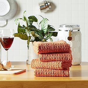DII Basic Terry Collection Waffle Dishtowel Set, 15x26, Solid Wine, 4 Piece