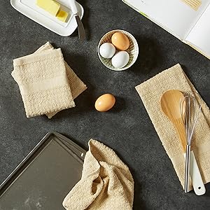 DII Basic Terry Collection Waffle Dishtowel Set, 15x26, Solid Wine, 4 Piece