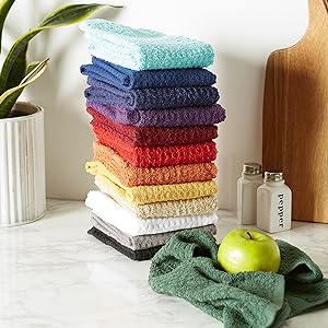 DII Basic Terry Collection Waffle Dishtowel Set, 15x26, Solid Wine, 4 Piece