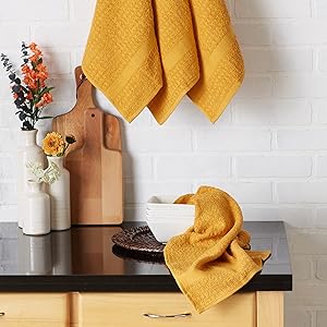 DII Basic Terry Collection Waffle Dishtowel Set, 15x26, Solid Wine, 4 Piece