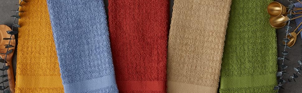 DII Basic Terry Collection Waffle Dishtowel Set, 15x26, Solid Wine, 4 Piece