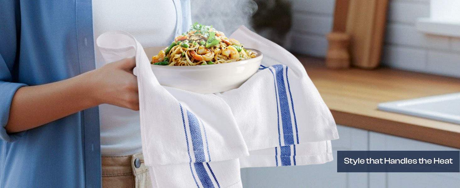 Utopia Towels Blue Dish Towels [12 Pack - 15 x 25 Inches] 100% Ring Spun Cotton Highly Absorbent & Reusable Cleaning Bar, Tea, Kitchen and Dishcloths Set - 200 GSM