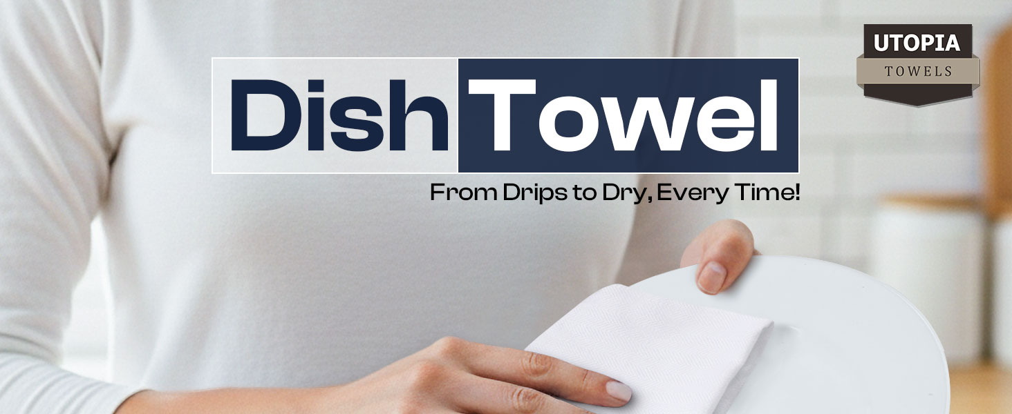 Utopia Towels Blue Dish Towels [12 Pack - 15 x 25 Inches] 100% Ring Spun Cotton Highly Absorbent & Reusable Cleaning Bar, Tea, Kitchen and Dishcloths Set - 200 GSM