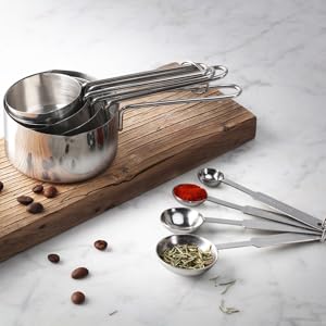 New Star Foodservice 42917 Stainless Steel 8-Piece Measuring Cups and Spoons Combo Set