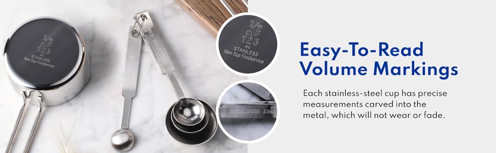 New Star Foodservice 42917 Stainless Steel 8-Piece Measuring Cups and Spoons Combo Set