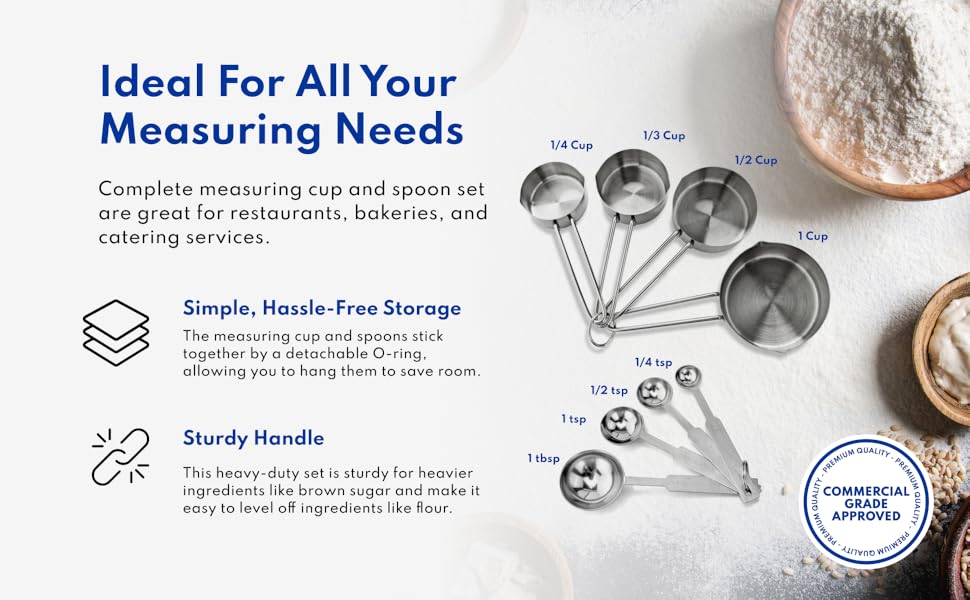 New Star Foodservice 42917 Stainless Steel 8-Piece Measuring Cups and Spoons Combo Set