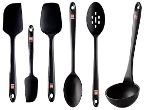 DI ORO Silicone Spatula Set - Rubber Kitchen Spatulas for Baking, Cooking, & Mixing - 600°F Heat-Resistant & BPA Free Silicone Scraper Spatulas for Nonstick Cookware - Dishwasher Safe (3pc, Black)
