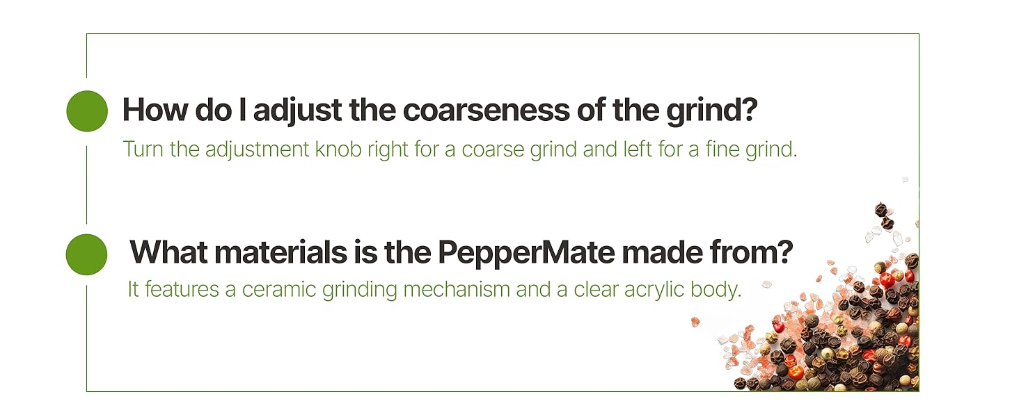 PepperMate Traditional Black Pepper Grinder Mill - Manual, High-Efficiency Salt and Pepper Grinder - Durable, Adjustable Coarseness Pepper Mill Grinder - Easy to Use