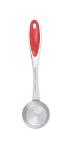 RSVP International Coffee Measuring Spoon, Long Handled Stainless Steel Scoop Multi-purpose for Baking, Ground Coffee, Beans or Loose Leaf Tea, Double, 1-Tbsp/2-Tbsp