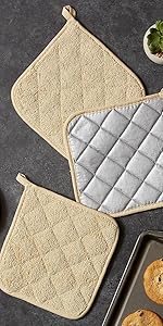 DII Basic Terry Collection 100% Cotton Quilted, Oven Mitt, Eggplant, 2 Piece