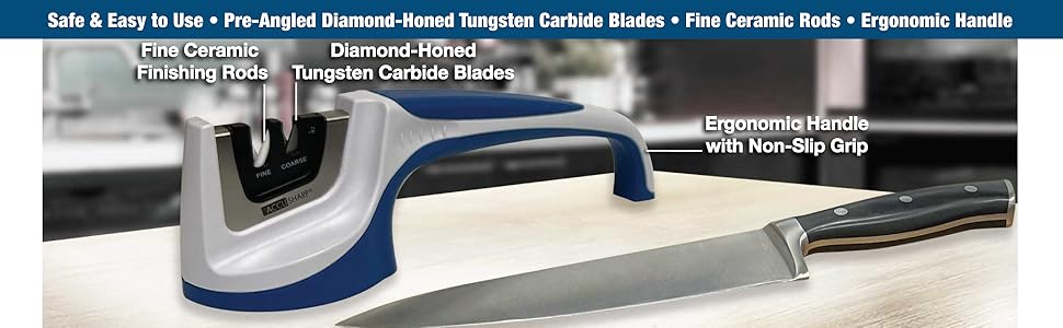 AccuSharp Pull-Through Knife Sharpener, Handheld, Blade Sharpener, Repair, Restore, and Polish Blades, Portable Multi-Tool Sharpener, Orange/Green