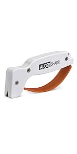 AccuSharp Pull-Through Knife Sharpener, Handheld, Blade Sharpener, Repair, Restore, and Polish Blades, Portable Multi-Tool Sharpener, Orange/Green