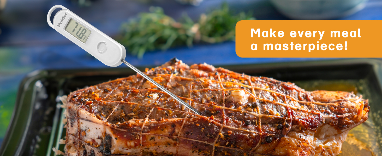 Polder Stable-Read Instant Read Thermometer, Digital Thermometer for Cooking, Food Thermometer, Cooking Thermometer with Easy-to-Read Digital Display