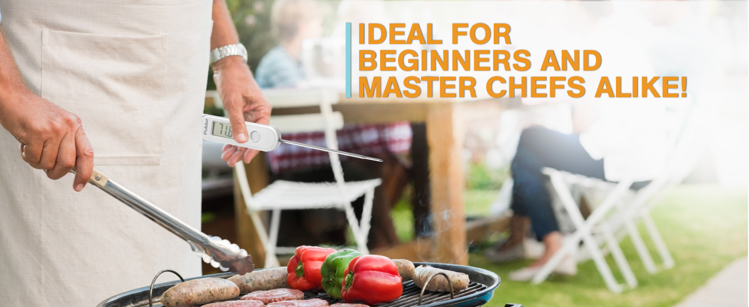 Polder Stable-Read Instant Read Thermometer, Digital Thermometer for Cooking, Food Thermometer, Cooking Thermometer with Easy-to-Read Digital Display