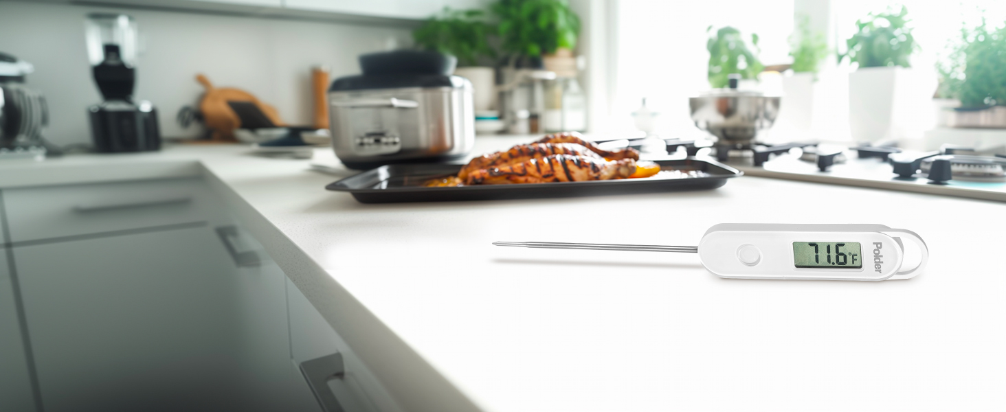 Polder Stable-Read Instant Read Thermometer, Digital Thermometer for Cooking, Food Thermometer, Cooking Thermometer with Easy-to-Read Digital Display