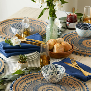 DII PVC Tabletop Collection Woven Indoor/Outdoor, Placemat Set, 13x17.25, Black, 6 Piece