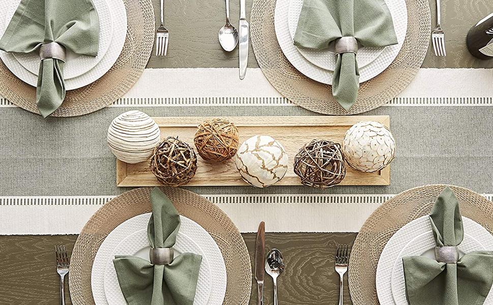 DII PVC Tabletop Collection Woven Indoor/Outdoor, Placemat Set, 13x17.25, Black, 6 Piece