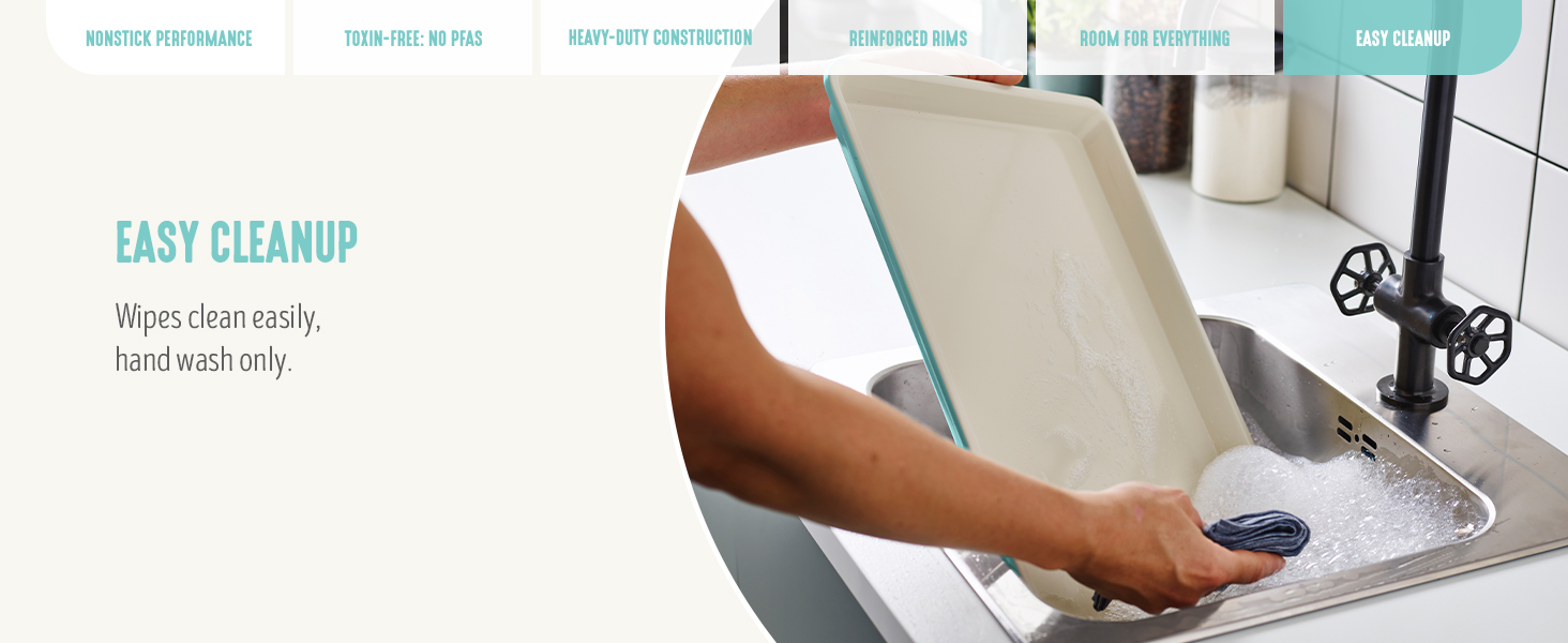 GreenLife Bakeware 18” x 13” Half Cookie Sheet Baking Pan, Non-Toxic PFAS-Free Healthy Ceramic Nonstick, Oven Safe to 450°F, Easy Release, Even Heating, Easy Clean, Turquoise