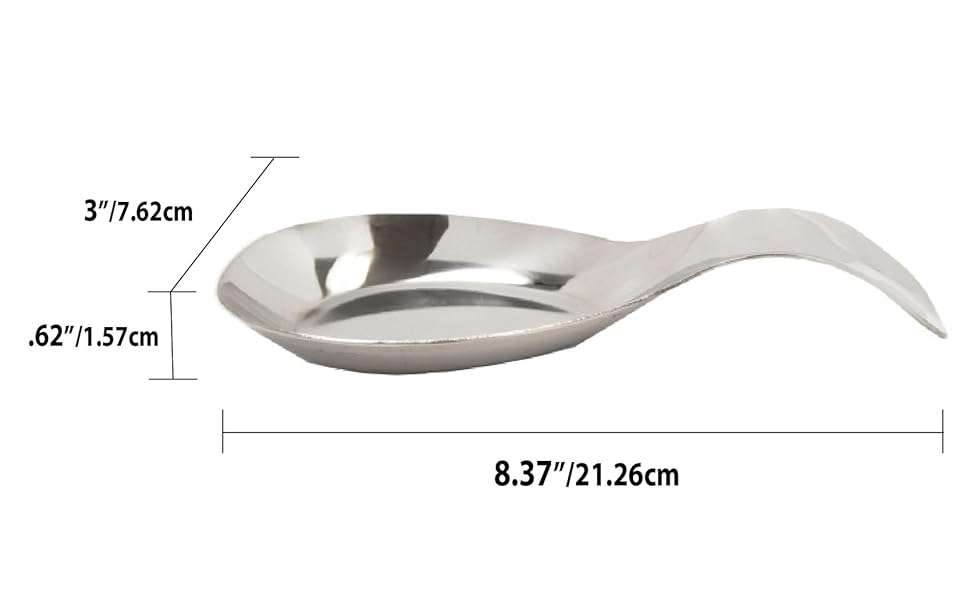 Home Basics Stainless Steel Spoon Rest, Kitchen Spoon Utensil Holder, Dishwasher Safe, Silver