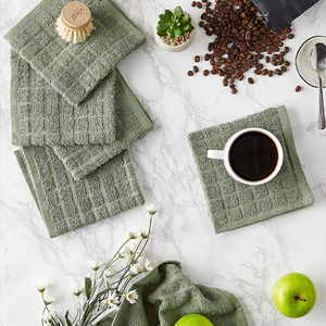 DII Basic Terry Collection Windowpane Dishcloth Set, 12x12, Yellow, 6 Piece