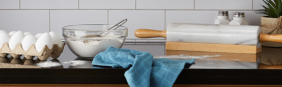 DII Basic Terry Collection Windowpane Dishcloth Set, 12x12, Yellow, 6 Piece