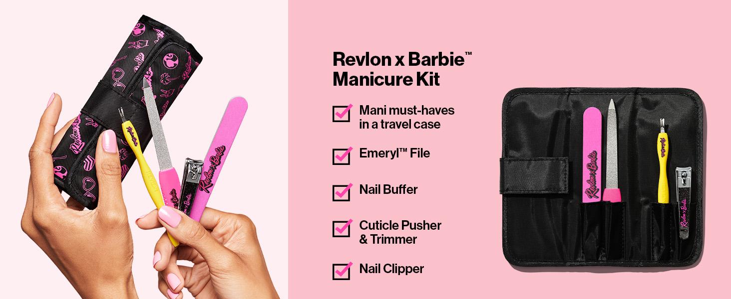 Revlon x Barbie Nail Clipper, Stainless Steel Non-Corrosive Mess Free Curved Blade Fingernail Toenail Cutter