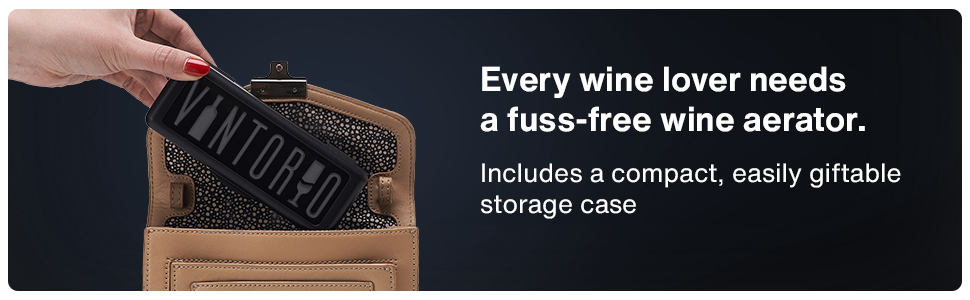 Vintorio Wine Aerator Pourer - Premium Aerating Pourer and Decanter Spout (Black)