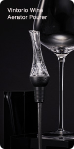 Vintorio Wine Aerator Pourer - Premium Aerating Pourer and Decanter Spout (Black)