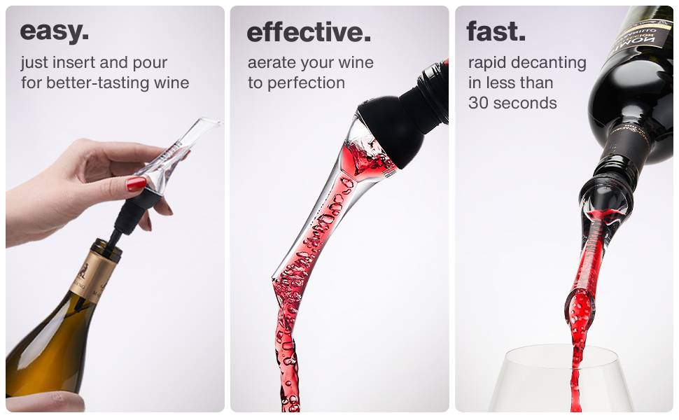 Vintorio Wine Aerator Pourer - Premium Aerating Pourer and Decanter Spout (Black)