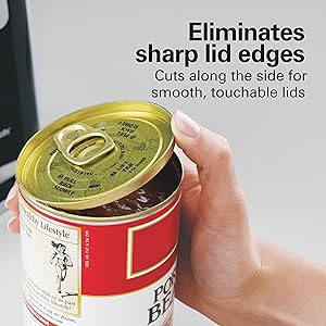 Hamilton Beach Smooth Touch Electric Automatic Can Opener with Easy Push Down Lever, Eliminates Sharp Edges, Opens All Standard-Size and Pop-Top Cans, Extra Tall, Black and Chrome (76606AG)