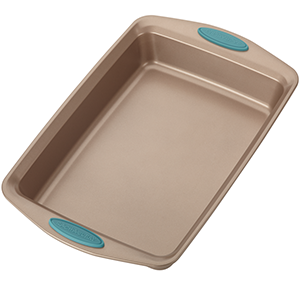 Rachael Ray Cucina Nonstick Bakeware Set Baking Cookie Sheets Cake Muffin Bread Pan, 10 Piece, Latte Brown with Cranberry Red Grips