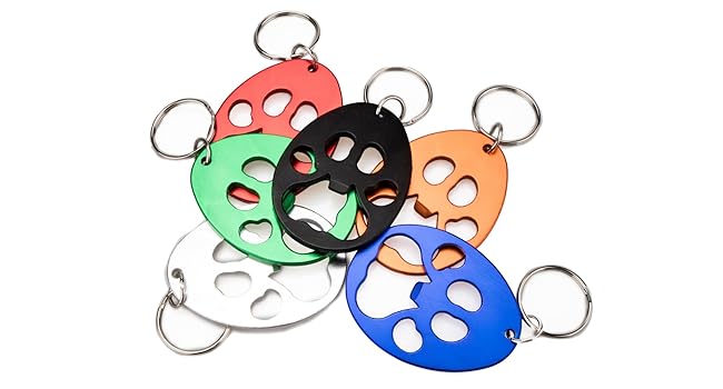 Swatom Dog Paw Keychain Bottle Opener Beer Opener Tool, Key Tag Chain Ring, 6 Piece