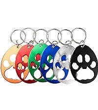 Swatom Dog Paw Keychain Bottle Opener Beer Opener Tool, Key Tag Chain Ring, 6 Piece