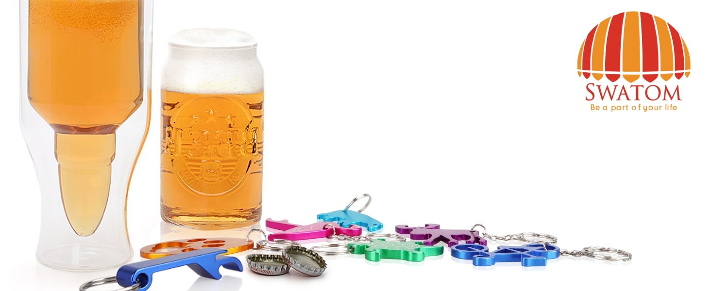 Swatom Dog Paw Keychain Bottle Opener Beer Opener Tool, Key Tag Chain Ring, 6 Piece