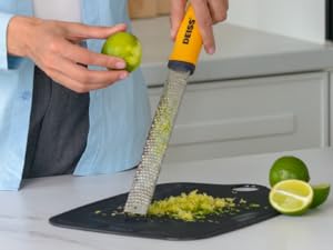 Deiss PRO Citrus Zester & Cheese Grater — Parmesan Cheese Lemon, Ginger, Garlic, Nutmeg, Chocolate, Vegetables, Fruits - Razor-Sharp Stainless Steel Blade, Wide, Dishwasher Safe