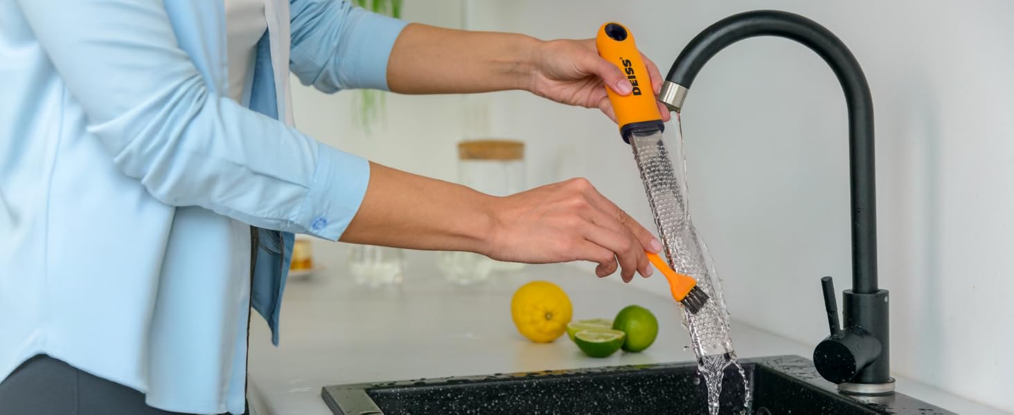 Deiss PRO Citrus Zester & Cheese Grater — Parmesan Cheese Lemon, Ginger, Garlic, Nutmeg, Chocolate, Vegetables, Fruits - Razor-Sharp Stainless Steel Blade, Wide, Dishwasher Safe