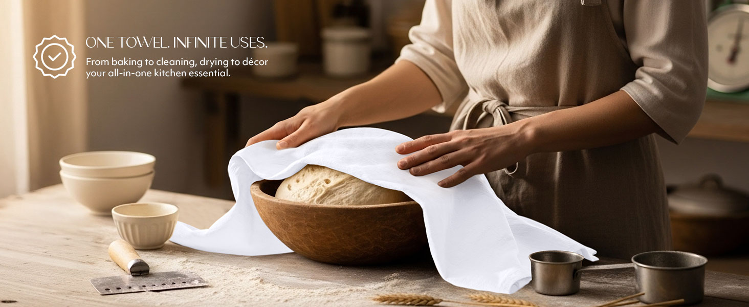 Utopia Kitchen White Flour Sack Towels [12 Pack - 28 x 28 Inch] 100% Cotton Tea Towels for Cleaning & Drying - Highly Absorbent Kitchen Dish Cloth