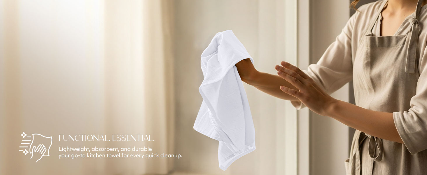 Utopia Kitchen White Flour Sack Towels [12 Pack - 28 x 28 Inch] 100% Cotton Tea Towels for Cleaning & Drying - Highly Absorbent Kitchen Dish Cloth