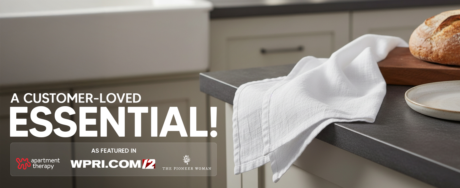 Utopia Kitchen White Flour Sack Towels [12 Pack - 28 x 28 Inch] 100% Cotton Tea Towels for Cleaning & Drying - Highly Absorbent Kitchen Dish Cloth