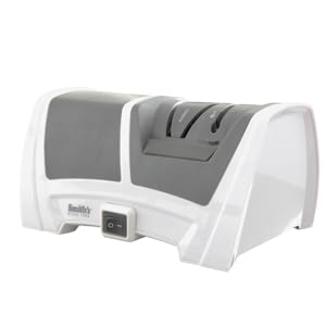 Smith's 50378 Deluxe Diamond Electric Knife Sharpener, Grey/White - Professional Kitchen Tool - Dual Sharpening Slots, Blade Guides, + Non-Slip Base – Straight Edge