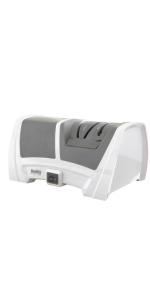 Smith's 50378 Deluxe Diamond Electric Knife Sharpener, Grey/White - Professional Kitchen Tool - Dual Sharpening Slots, Blade Guides, + Non-Slip Base – Straight Edge