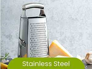 Spring Chef Professional Large Parmesan Cheese Grater, Stainless Steel Metal Box Grater with Handle, 4 Sided Handheld Kitchen Food Shredder for Cheese, Carrot, Veggie, Ginger, Potato - Dishwasher Safe