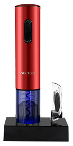 Secura Electric Wine Opener, Automatic Electric Wine Bottle Corkscrew Opener with Foil Cutter, Rechargeable (Stainless Steel)