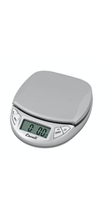 Escali Vera PR2000S Compact High Precision Kitchen/Baking/Herb Scale, Measures Liquid and Dry Ingredients, LCD Digital Display, 4.4lb Capacy, Silver