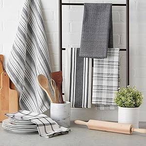 DII Ultra Absorbent, Everyday Cotton Kitchen Towels, Dishcloth Set, Assorted Blue, 5 Piece